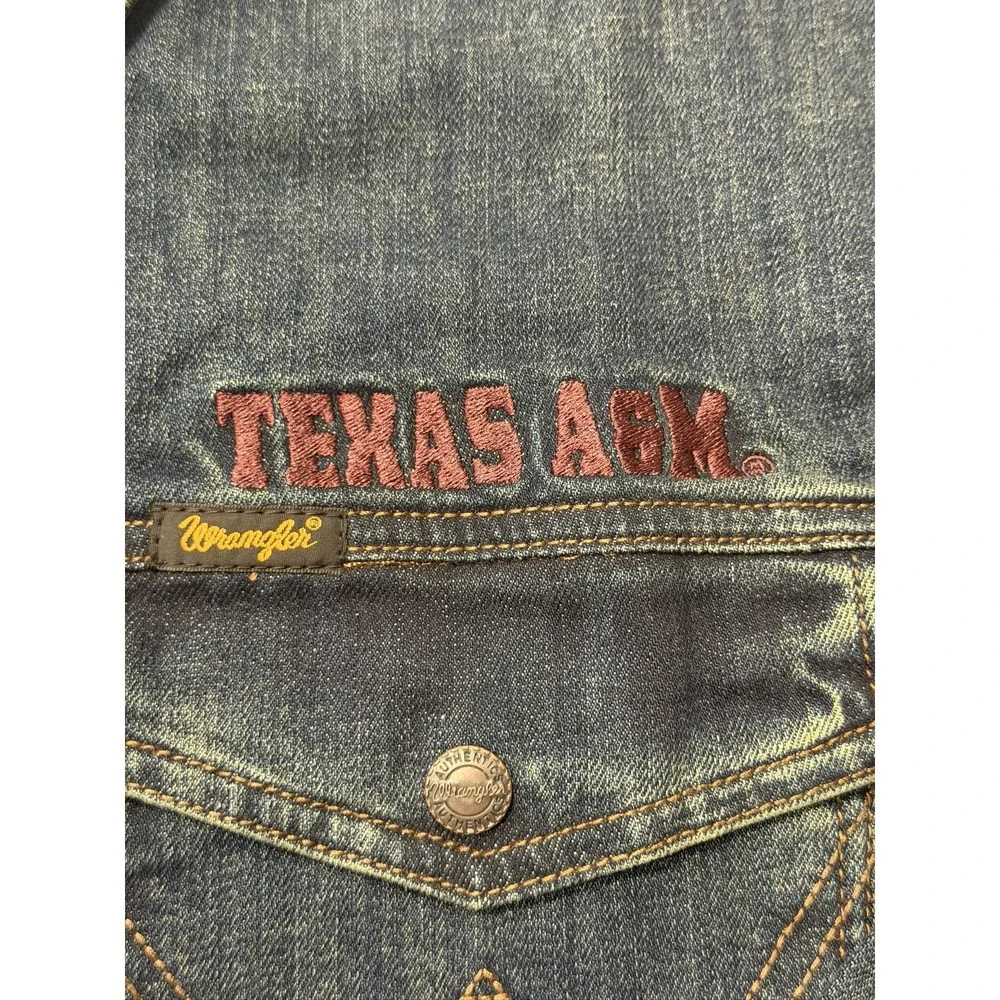Wrangler Retro Texas A&M Embroidered Denim Jacket Mens XXL Blue WRUJ11180